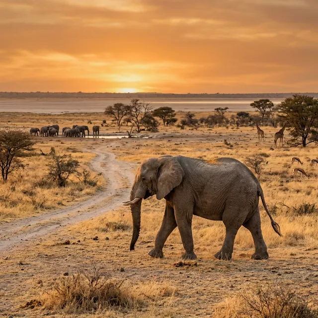 Etosha elephants at waterhole